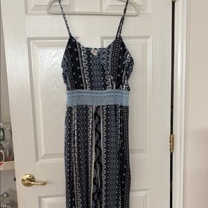 No Boundaries spaghetti straps XXL navy & light blue jumpsuit for